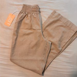 Linen blend pull on pant